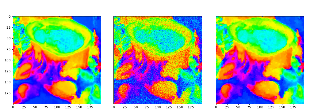 Figure 5: clean, noisy and restored hue data from a coral image.